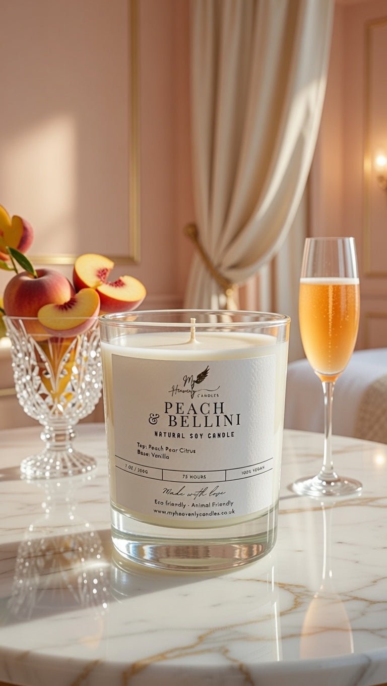Peach Bellini Soy Scented Vegan Candle - My Heavenly Candles