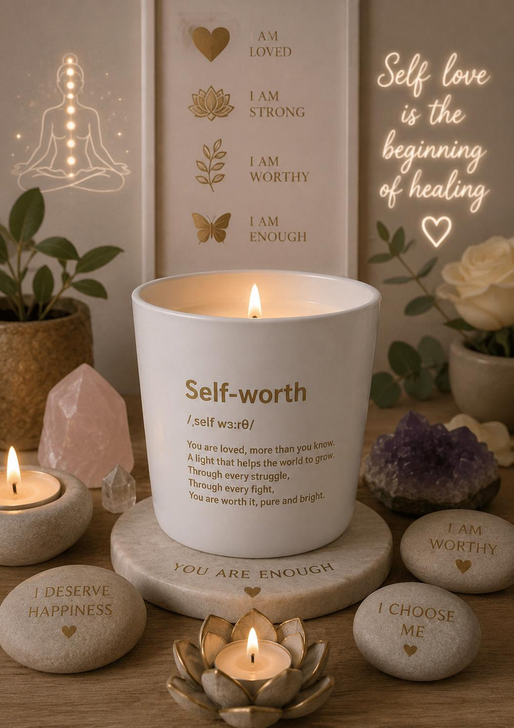 Self Worth Healing Candle - Boost Confidence and Positivity - My Heavenly Candles